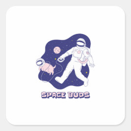 Dog Lover Gift | Cartoon Astronaut Space Art Quadratischer Aufkleber