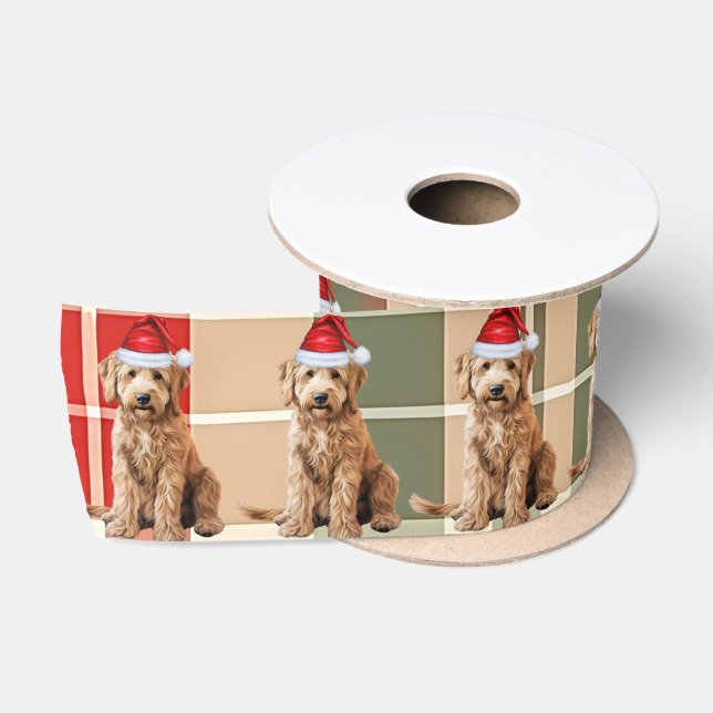 Dog Lover Goldendoodle Urlaub Karierte Weihnachten Satinband (Spule)