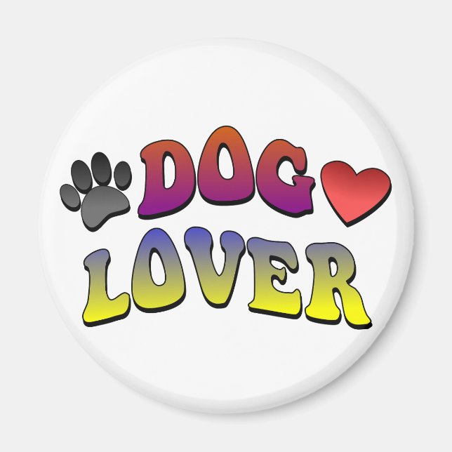 Dog Lover Groovy Vintager Schriftart Magnet (Vorne)