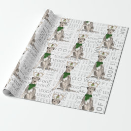 Dog Lover Irish Wolfhound in Antlers Weihnachten Geschenkpapier