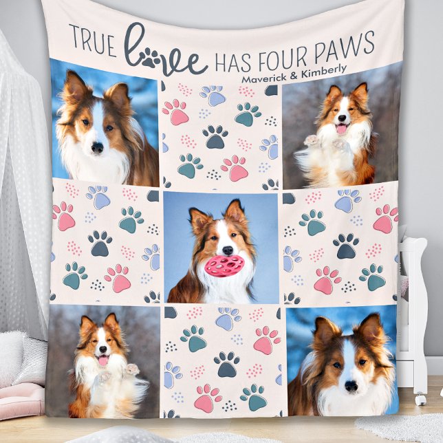 Dog Lover Maßgeschneiderte 5-Foto Paw Print Fleecedecke (Von Creator hochgeladen)