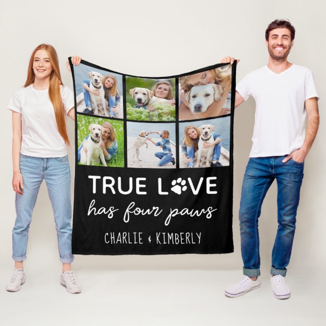 Dog Lover Maßgeschneiderte 6 Foto Collage Pet Wahr Fleecedecke (Beispiel)