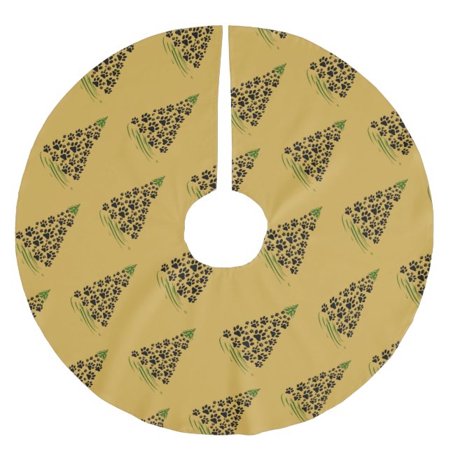 Dog Lover Paw Print Christmas Tree 6 Polyester Weihnachtsbaumdecke (Vorderseite)