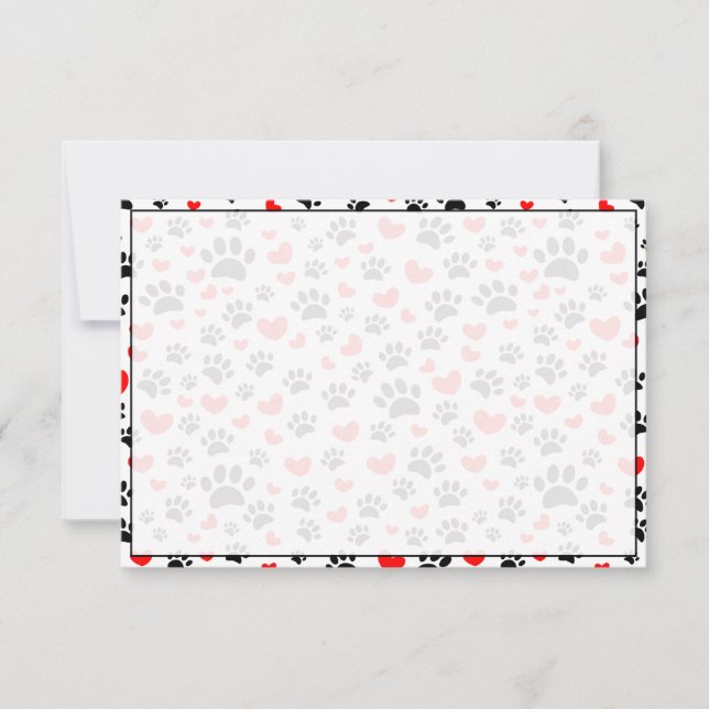 Dog Lover Paw Prints and Hearts Custom Mitteilungskarte (Vorderseite)