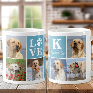 Dog Lover Personalisierte LIEBE Paw 7 FotoCollage Kaffeetasse
