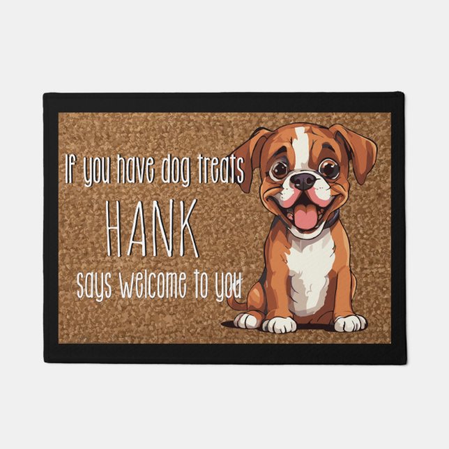 Dog Lover Personalisierter Boxer Doppy Welpenname Fußmatte (Vorderseite)