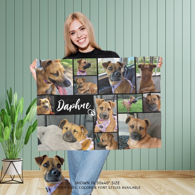 Dog Lover Pet 12 FotoCollage Custom Colors Fleecedecke (Von Creator hochgeladen)