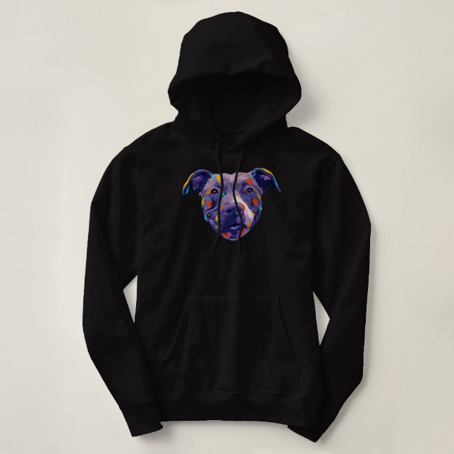 Dog Lover Pitbull Wasserfarbe Hoodie (Design vorne)