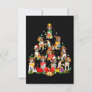 Dog Lover spendet Beagle Tree Weihnachtslicht RSVP Karte
