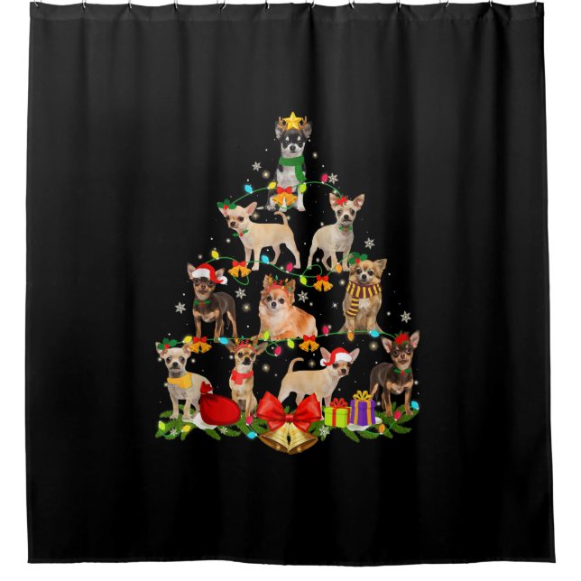 Dog Lover spendet Chihuahua Tree Weihnachtslicht Duschvorhang (Vorderseite)
