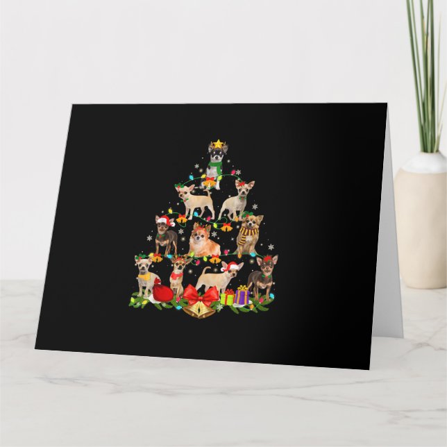 Dog Lover spendet Chihuahua Tree Weihnachtslicht Karte (Vorderseite)