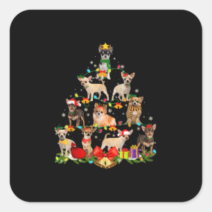Dog Lover spendet Chihuahua Tree Weihnachtslicht Quadratischer Aufkleber