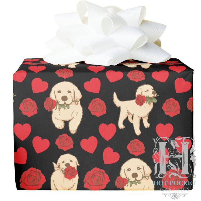 Dog Lover Valentine Gift Wrapping Paper - Black Geschenkpapier (Von Creator hochgeladen)
