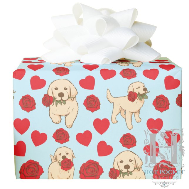 Dog Lover Valentine Gift Wrapping Paper - Blue Geschenkpapier (Von Creator hochgeladen)
