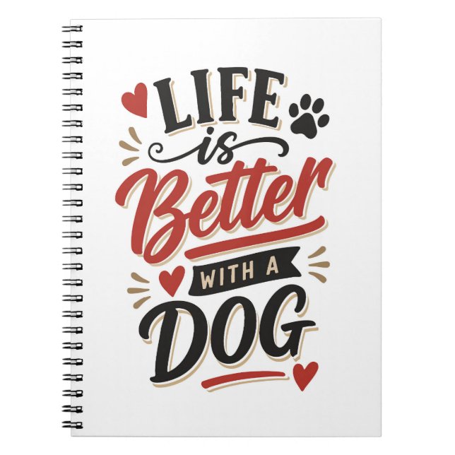 Dog Lover Wall Art - Life is Better with a Dog Red Notizblock (Vorderseite)