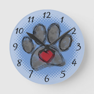 Dog Lover Zeichnend Aquarell Halbtondruck Runde Wanduhr