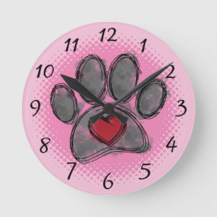 Dog Lover Zeichnend Aquarell Halbtondruck Runde Wanduhr