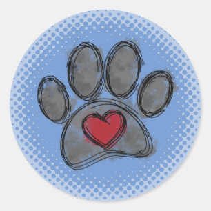 Dog Lover Zeichnend Aquarell Halbtondruck Runder Aufkleber