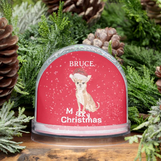 Dog Lovers Chihuahua Fun Red Frohe Weihnachten Schneekugeln (Winter)