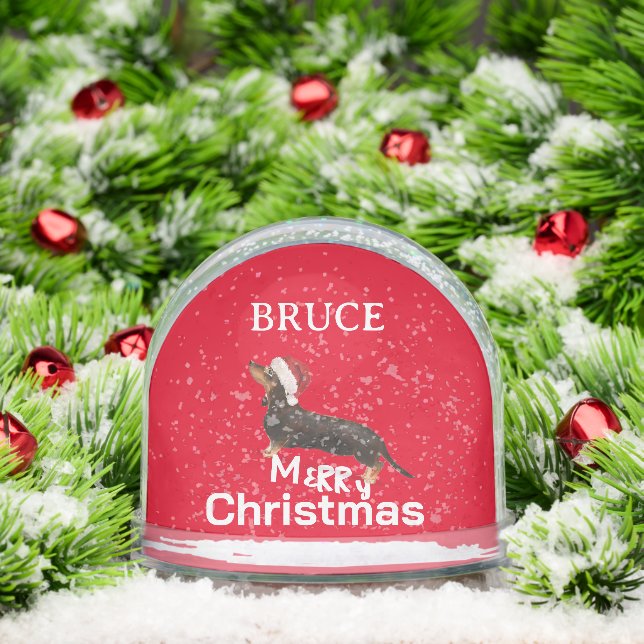 Dog Lovers Dacshund Fun Red Frohe Weihnachten Schneekugeln (Weihnachten)