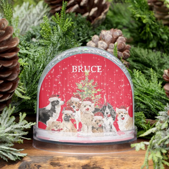 Dog Lovers Dacshund Fun Red Frohe Weihnachten Schneekugeln (Winter)