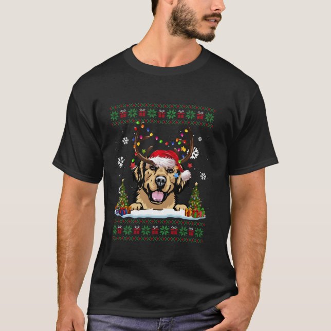 Dog Lovers Golden Retriever Weihnachtsmannmütze Ug T-Shirt (Vorderseite)