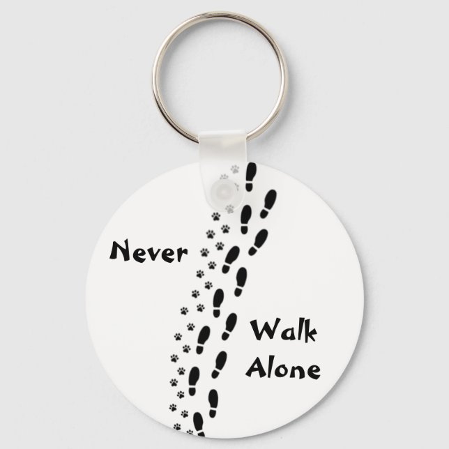 Dog Lover's Never Walk Alone Pawprint Keychain Schlüsselanhänger (Vorderseite)