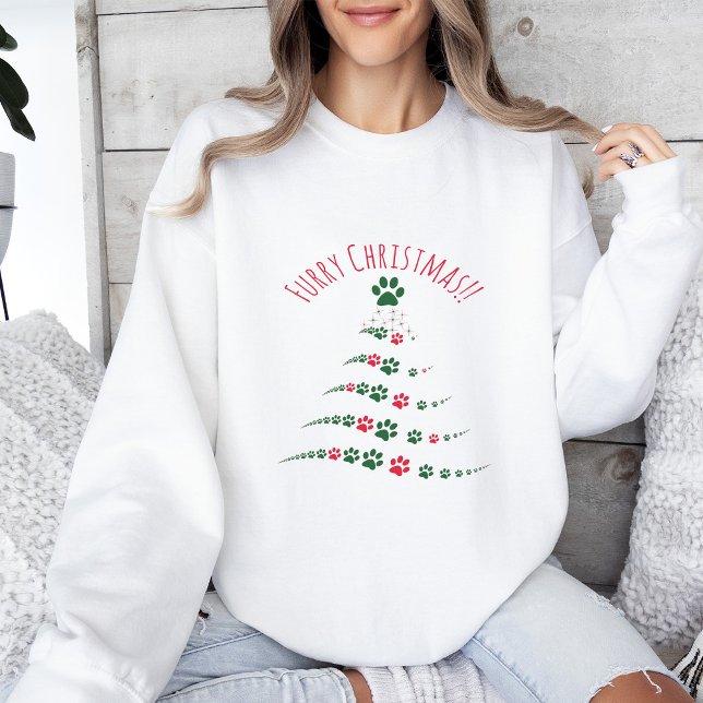 Dog Lovers Paw Christmas Tree | Weihnachten Sweatshirt (Von Creator hochgeladen)