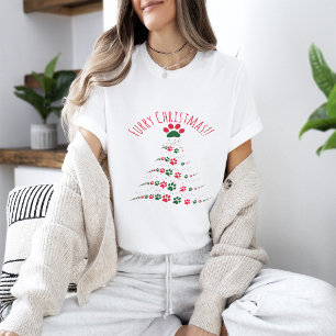 Dog Lovers Paw Christmas Tree Weihnachten T-Shirt
