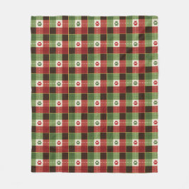 Dog Lovers Paw Print Plaid Fleecedecke