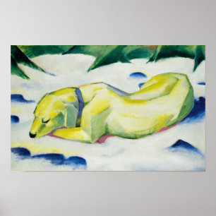 Dog Lying in the Snow Gemälde von Franz Marc Poster