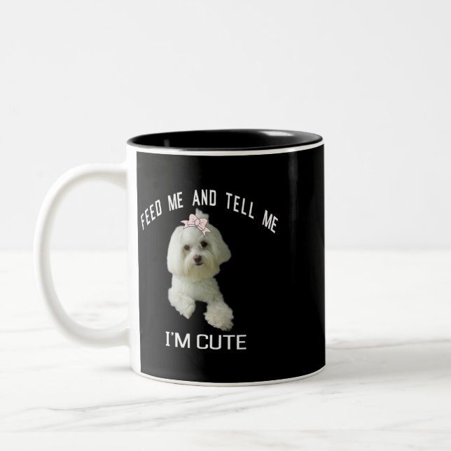 Dog maltesisch Niedlich maltesischer Hund Funny Qu Zweifarbige Tasse (Links)