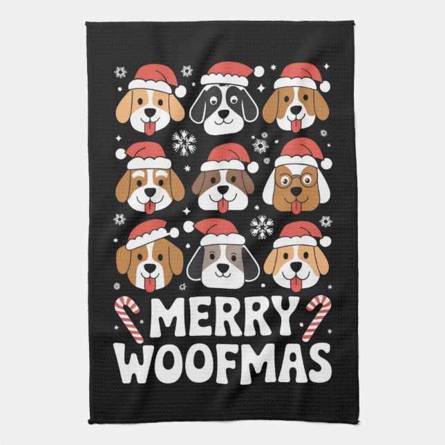Dog Mama Christmas Merry Woofmas Hund Lover Geschirrtuch (Vertikal)