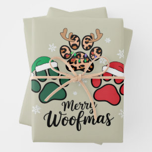 Dog Mama Christmas Merry Woofmas Hund Lover Xmas Geschenkpapier Set