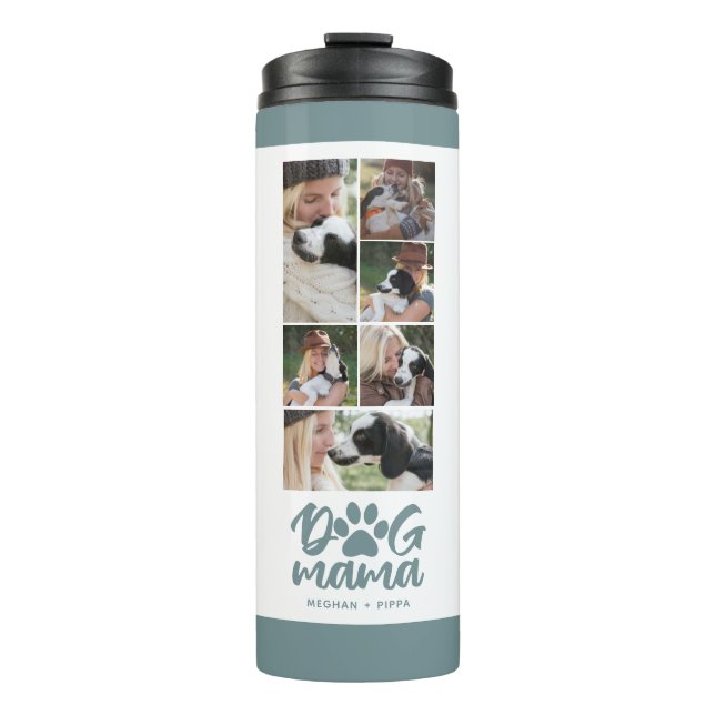 Dog Mama | Foto Grid Green Thermosbecher (Vorderseite)