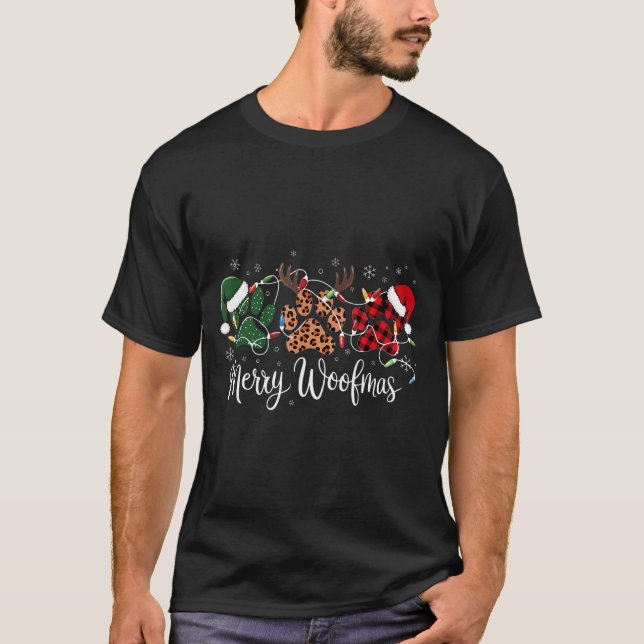 Dog Mama Merry Woofmas Christmas  T-Shirt (Vorderseite)