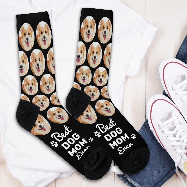 DOG MAMA Personalisiertes Niedliches Haustier Foto Socken (Von Creator hochgeladen)