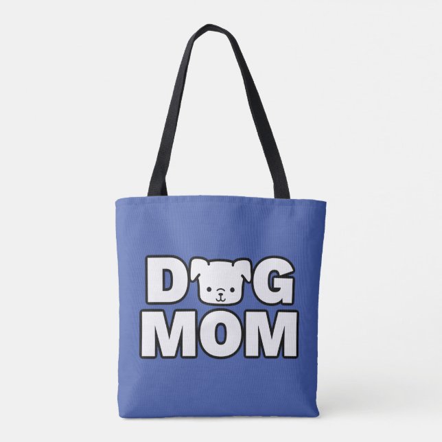 DOG MAMA Tote Beutel (blau) Tasche (Rückseite)