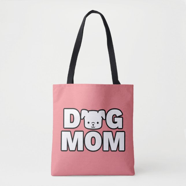 DOG MAMA Tote Beutel (rosa) Tasche (Vorderseite)