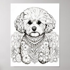 Dog Mandala Adult Coloring Poster