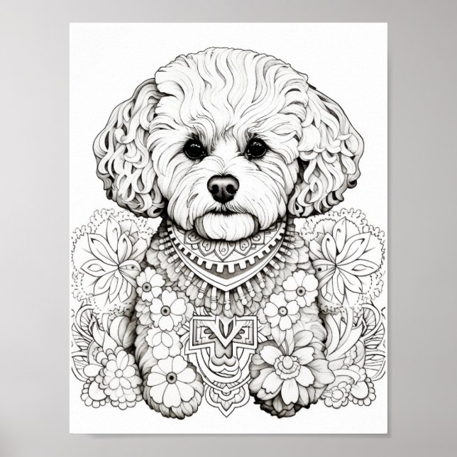 Dog Mandala Adult Coloring Poster (Vorne)