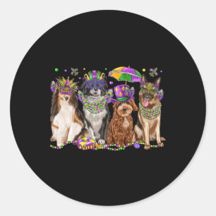 Dog Mardi Gras Festival Matching Party Dog Lover Runder Aufkleber