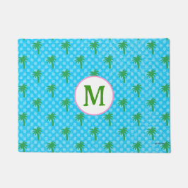 Dog Mat Coastal Blau mit Green Palm Tree Custom Fußmatte