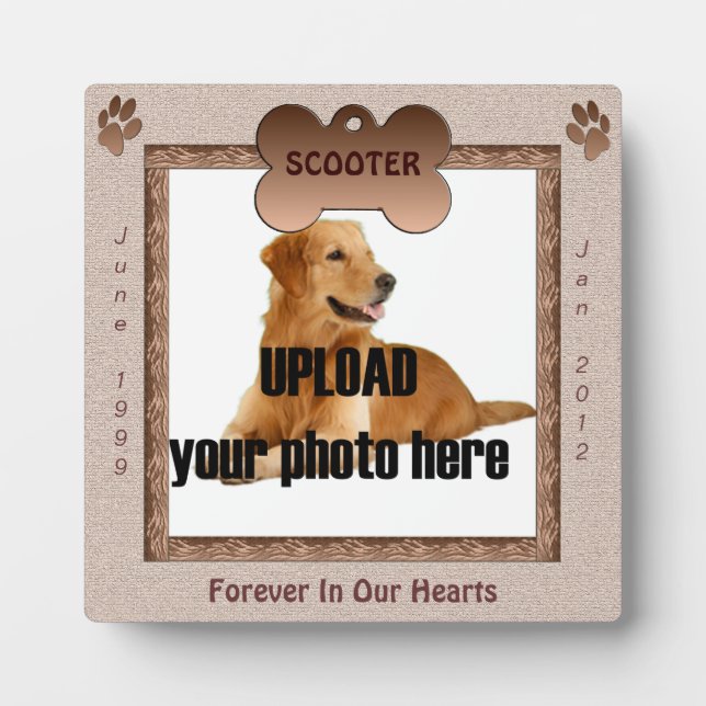 Dog Memorial Brown Tones Fotoplatte (Vorderseite)