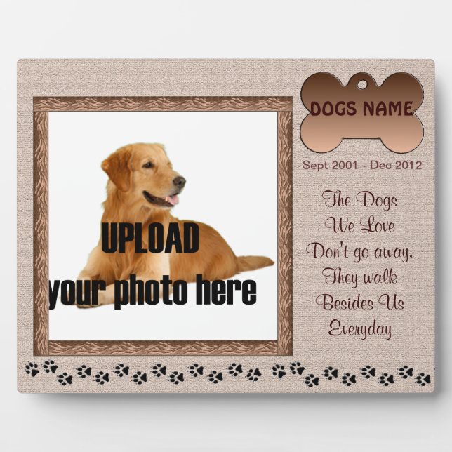 Dog Memorial Brown Tones Fotoplatte (Vorderseite)