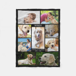 Dog Memorial Foto Collage Name Daten schwarz Fleecedecke
