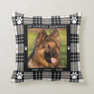 DOG Memorial Foto IN LIEBING MEMORY Black Kariert Kissen