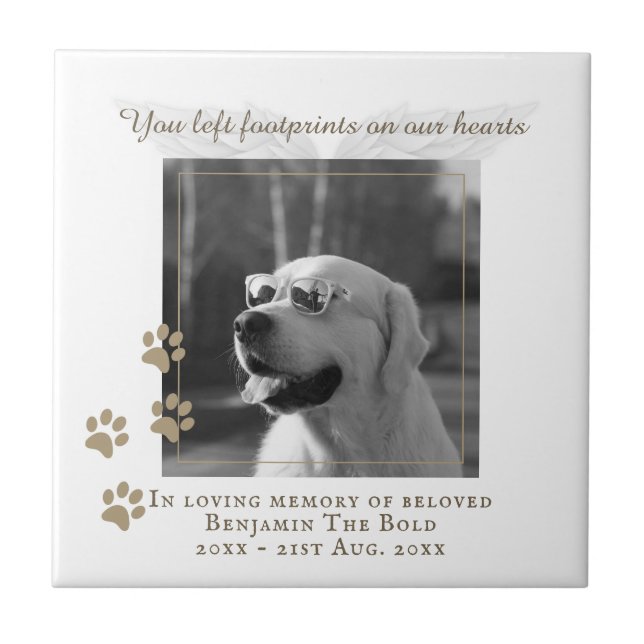 Dog Memorial Foto Plaque Keramik Tile mit Text Fliese (Vorderseite)