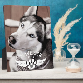 Dog Memorial Pawprint Heart Angel Wings Foto Fotoplatte