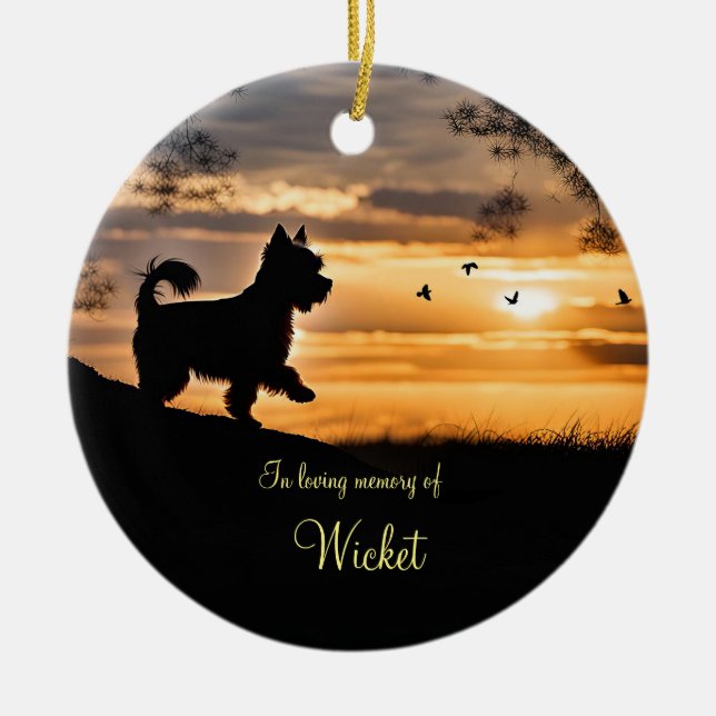 Dog Memorial Yorkie Yorkshire Terrier Individuelle Keramik Ornament (Vorne)